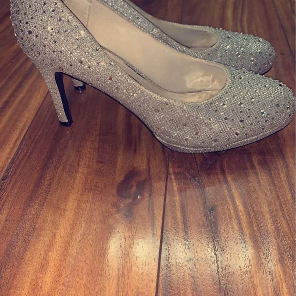 Elegant Silver Studded Women's Heels